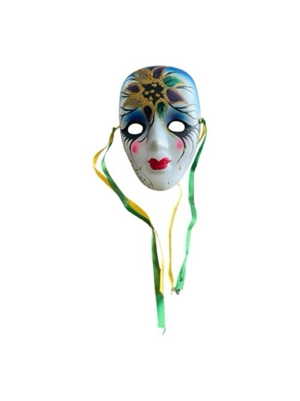 Colorful Decorative Mask with Gold Accents Ribbons Face Mardi Gras